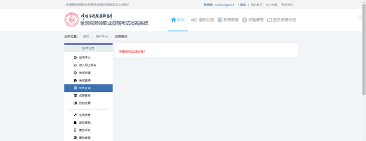 税务师考试成绩查询